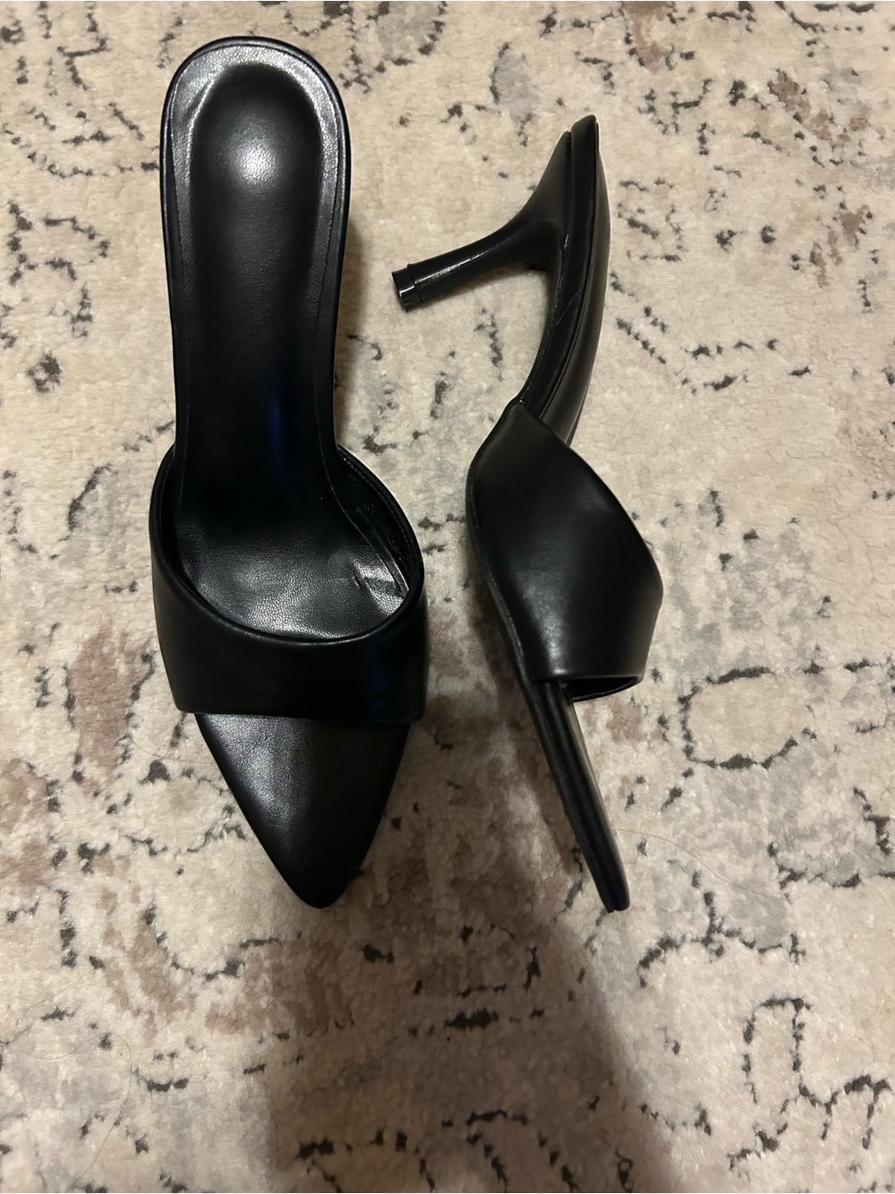 Classic Black Pointed Toe Mule Heels - Women's Slip-On Dress Shoes